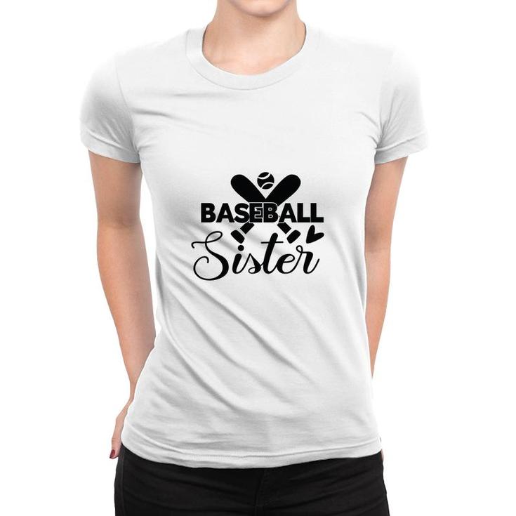 Baseball Sister Black Gift Idea Ball Women T-shirt