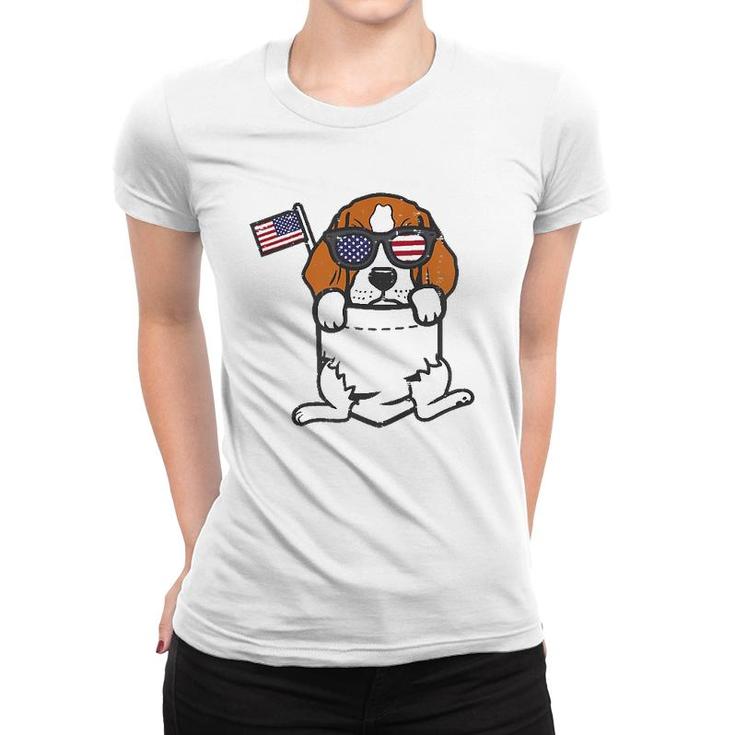 Beagle Feet Pocket Cute American Usa 4Th Of July Fourth Dog  Women T-shirt