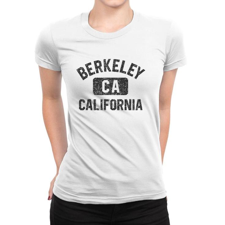 Berkeley California Gym Style Black W Distressed Black Print Women T-shirt