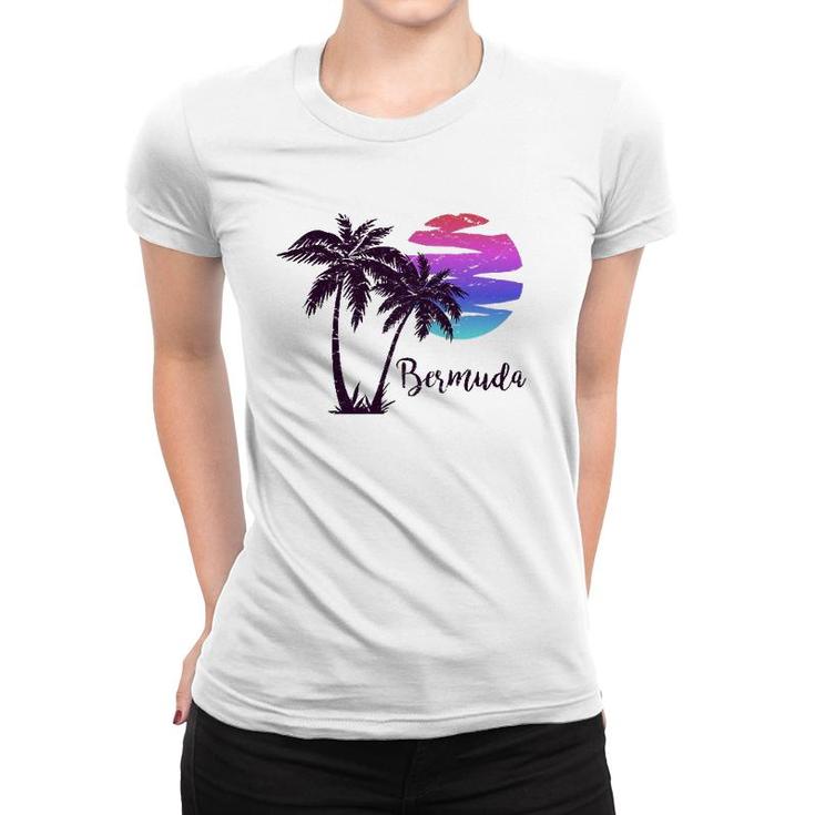 Bermuda Beach Lover Gift Palm Tree Paradise Vacation Vintage Women T-shirt