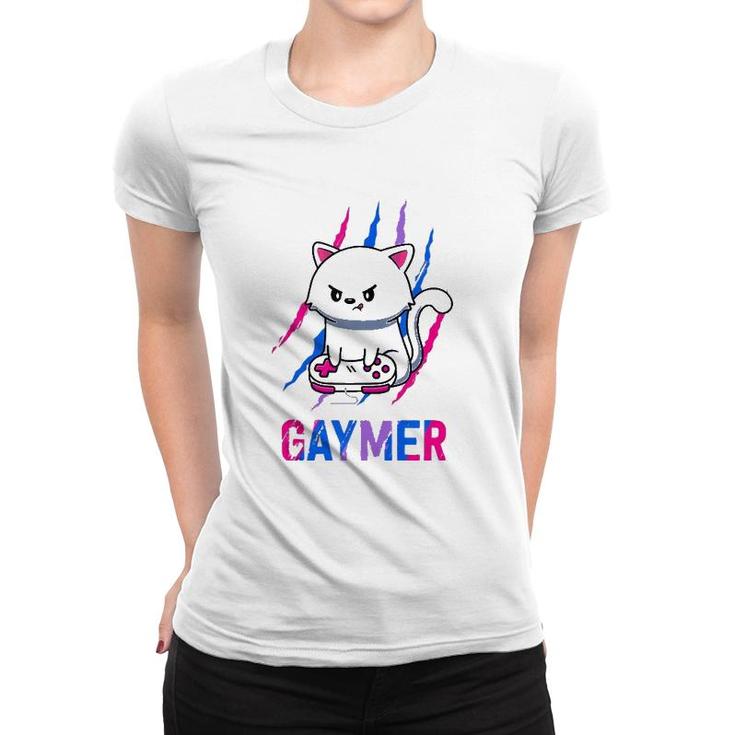 Bisexual Gaymer Geek Pride Lgbt Video Game Lovers Gift Cat  Women T-shirt