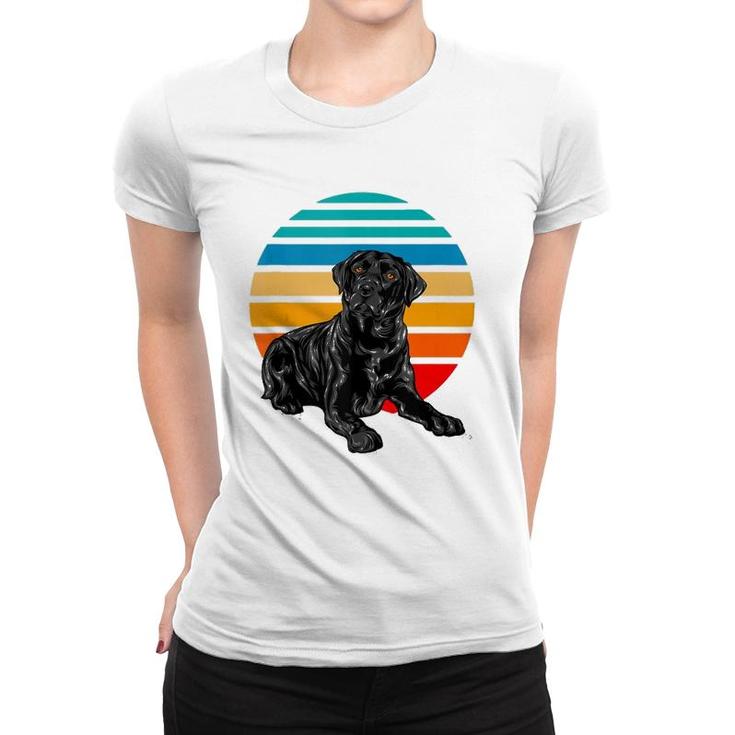 Black Labrador Dog Sunset Vintage Retro Style Black Lab  Women T-shirt