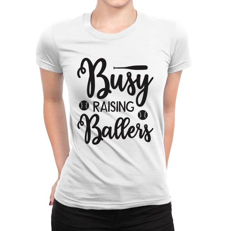Busy Raising Ballers Gray And Black Graphic Women T-shirt
