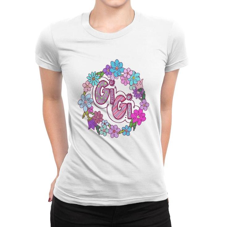 Colorful Flower Custiom Gigi Grandma Idea New Women T-shirt