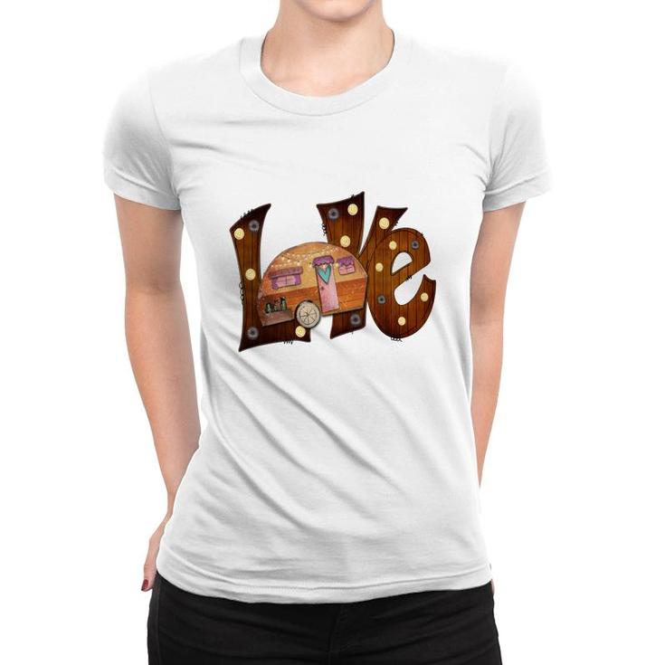 Colorful Love Camping Adventure Camp Life Custom Women T-shirt