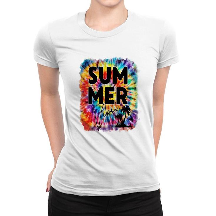 Colorful Summer Vibe For Everybody Retro Summer Beach Women T-shirt