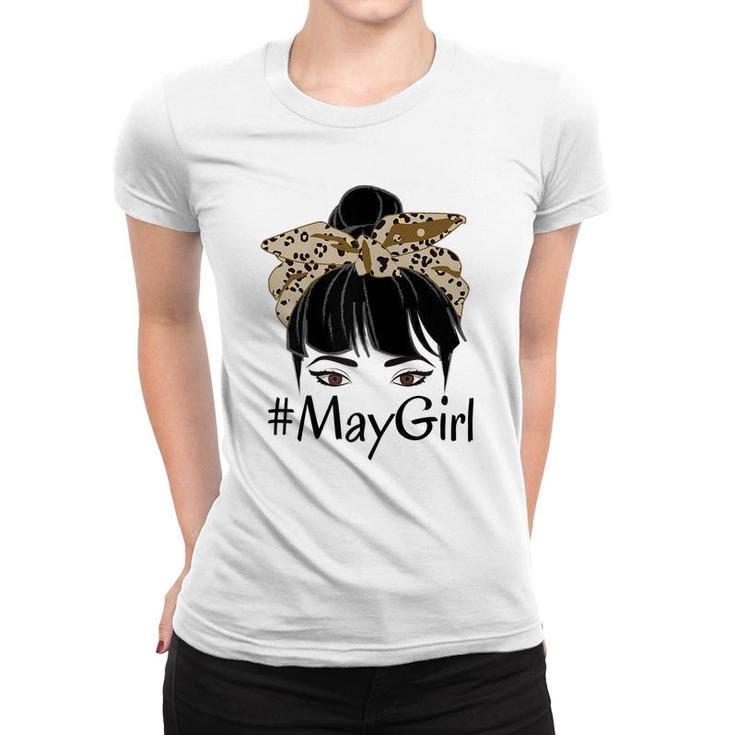 Cute May Girl Leopard Birthday For Queen Born May Birthday  Women T-shirt