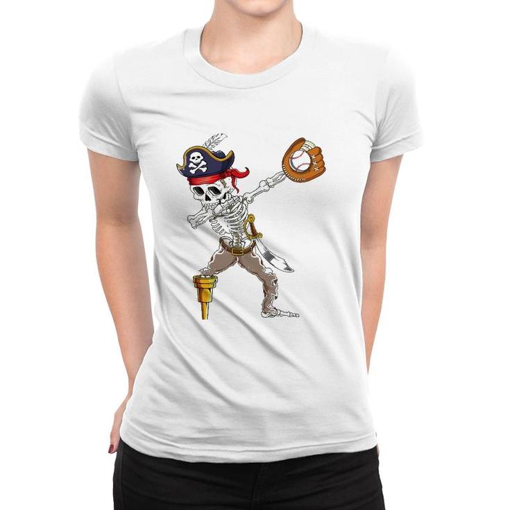 Dab Skeleton  Dabbing Skeleton Pirate Baseball Women T-shirt