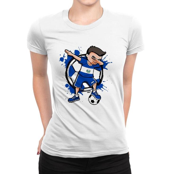 Dabbing Soccer Boy El Salvador Football Lovers Jersey Flag Women T-shirt