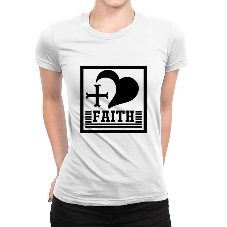 Faith Heart Bible Verse Black Graphic Great Christian Women T-shirt