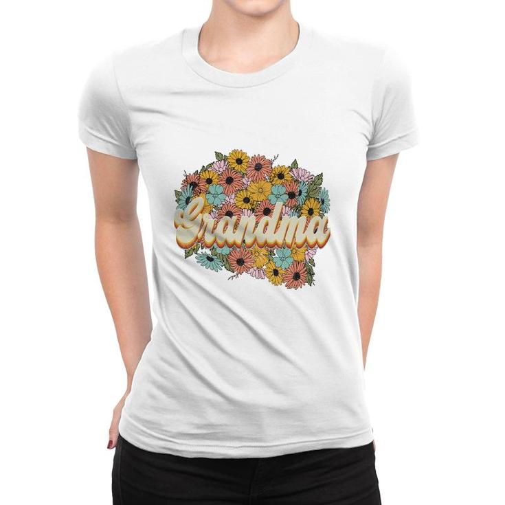 Florals Retro Grandma Flower Vintage Mothers Day Women T-shirt