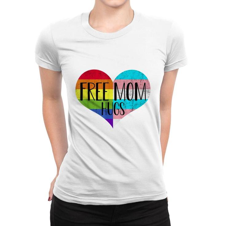 Free Mom Hugs Transgender Rainbow Flag Gay Pride  Women T-shirt