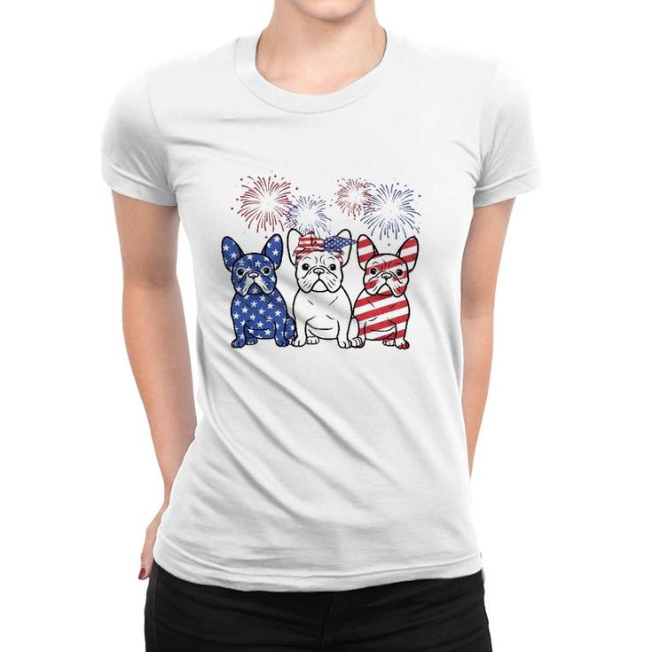 French Bulldog American Flag 4Th Of July Independence Day Women T-shirt