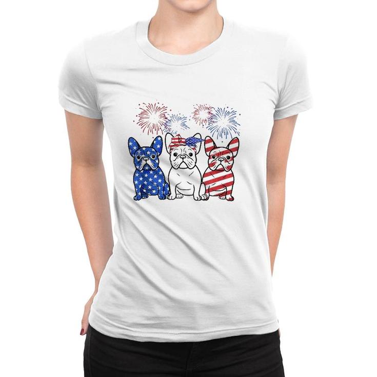 French Bulldog American Flag 4Th Of July Independence Days  Women T-shirt