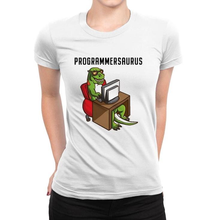 Funny Programmerrex Dinosaur Programming Coding Nerd Gift Women T-shirt