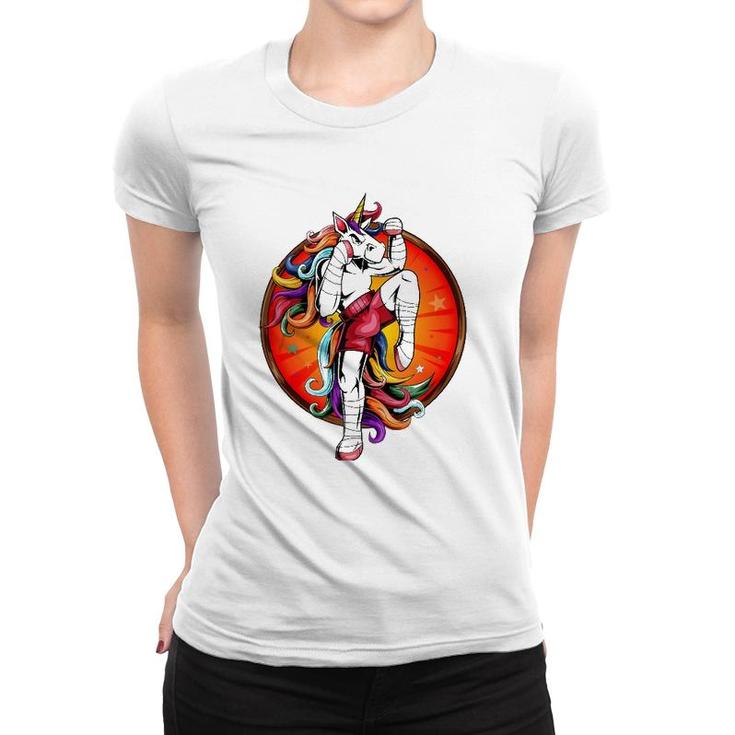 Funny Unicorn Muay Thai Karate Kickboxing Samurai  Women T-shirt