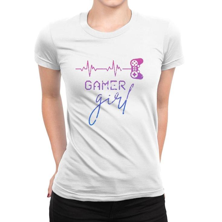 Gamer Girl Cute Heartbeat Gamer For Girl Video Game Lovers  Women T-shirt