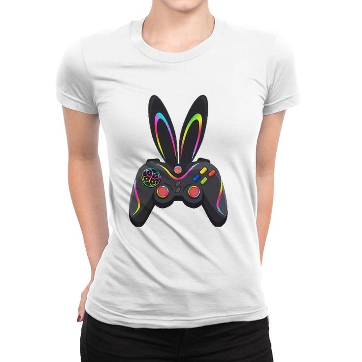Gaming Controller With Bunny Ears Funny Easter Video Game Women T-shirt