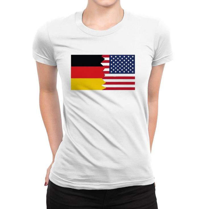German American Half Germany Half America Flag Women T-shirt