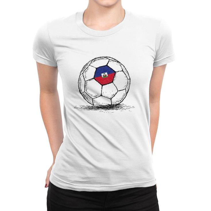 Haiti Haitian Flag Design On Soccer Ball Women T-shirt