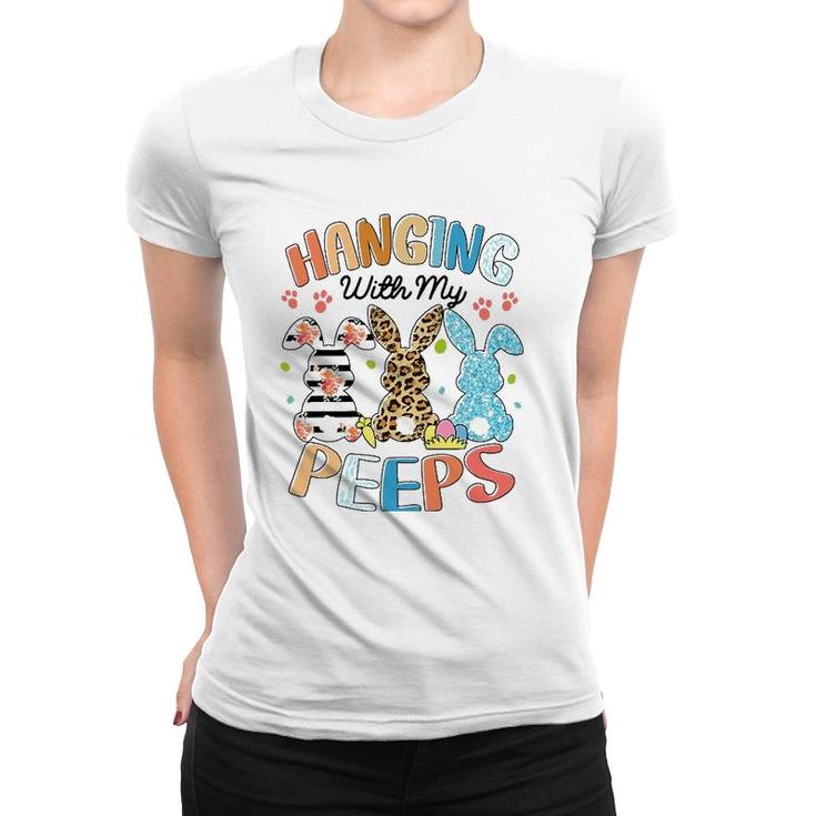 Hanging With My Peeps Rabbit Lover Easter Day Leopard Women T-shirt