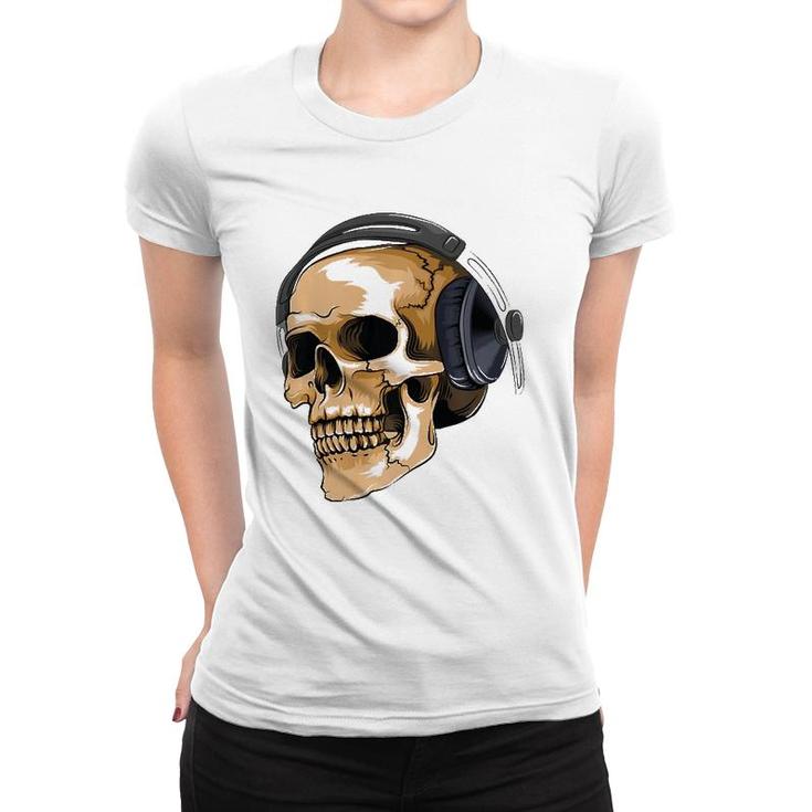 Headphone Skull  Electronic Hard Style Musician Gift Women T-shirt