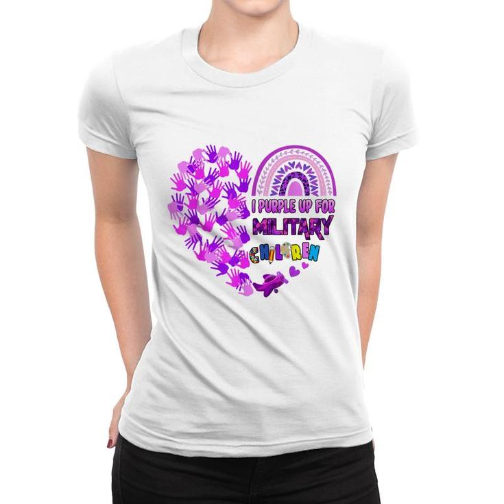 Heart Military Child Month - Purple Up For Military Kids  Women T-shirt