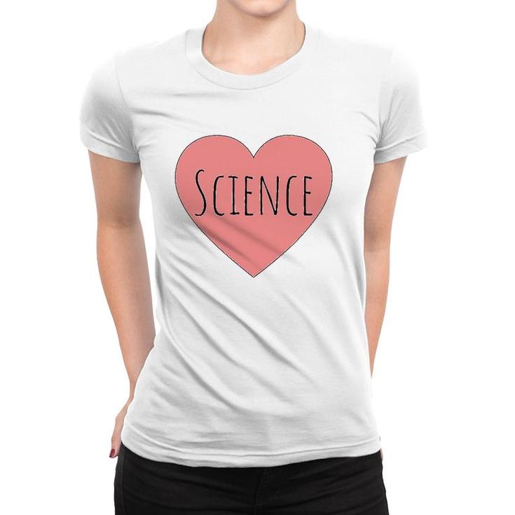 Heart Pastel Pink Valentine Humor Scientists I Love Science Women T-shirt