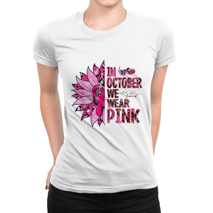 In October We Wear Pink Leopard Breast Cancer Awareness  Women T-shirt