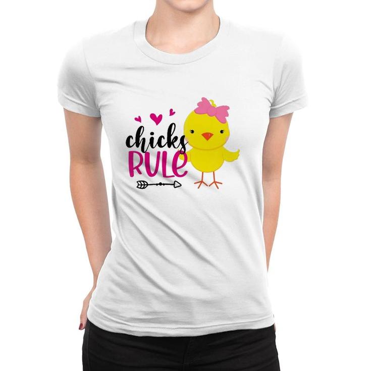 Kids Chicks Rule Cute Chicken Baby Chicken Happy Easter Day Women T-shirt