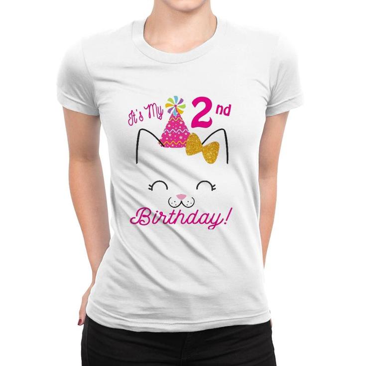 Kids Its My 2Nd Birthday  Girl Kitty Cat Theme Party Two Women T-shirt