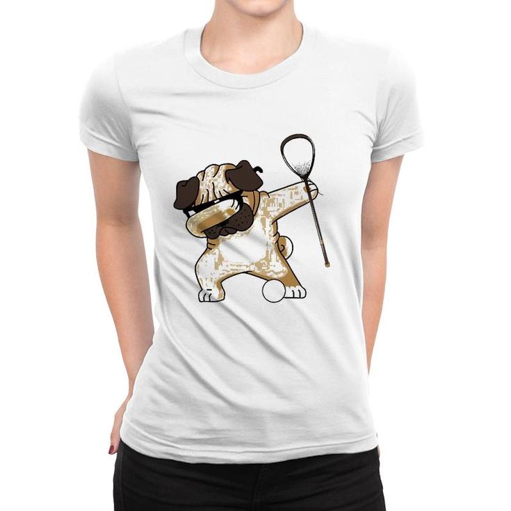 Lacrosse Dabbing Pug Dab Dog Lax Gift Tee Women T-shirt