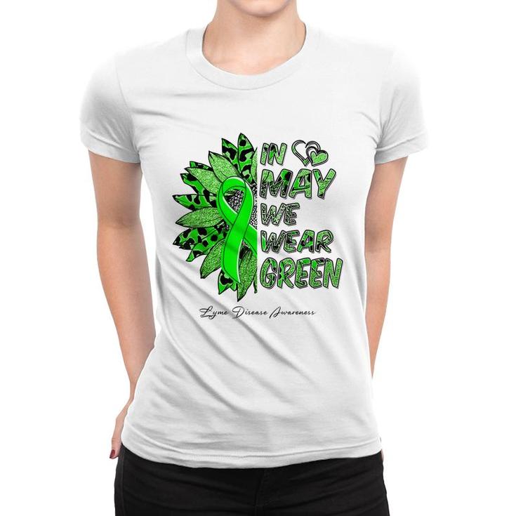 Leopard Daisy In May We Wear Green Lyme Disease Awareness  Women T-shirt
