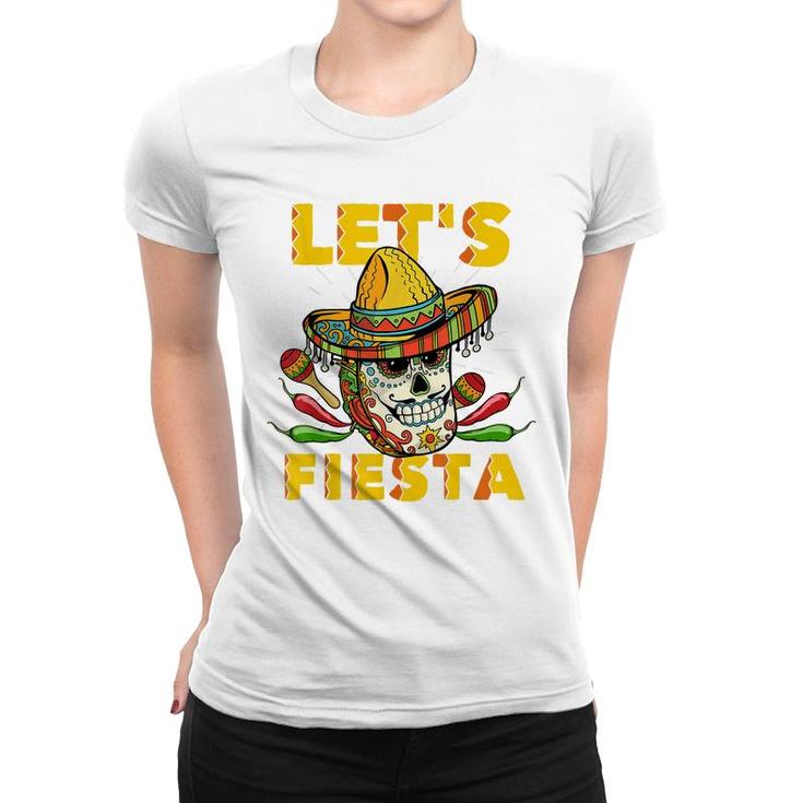 Lets Fiesta Cinco De Mayo Mexican Theme Party Guitar Lover  Women T-shirt