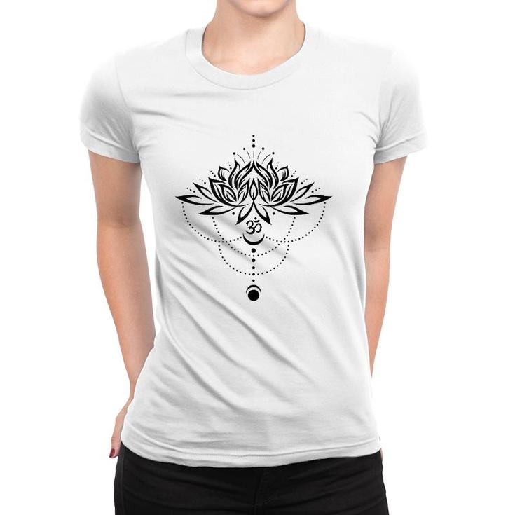 Lotus Flower Om Symbol Yoga Lovers Meditation Moon Gift Idea  Women T-shirt