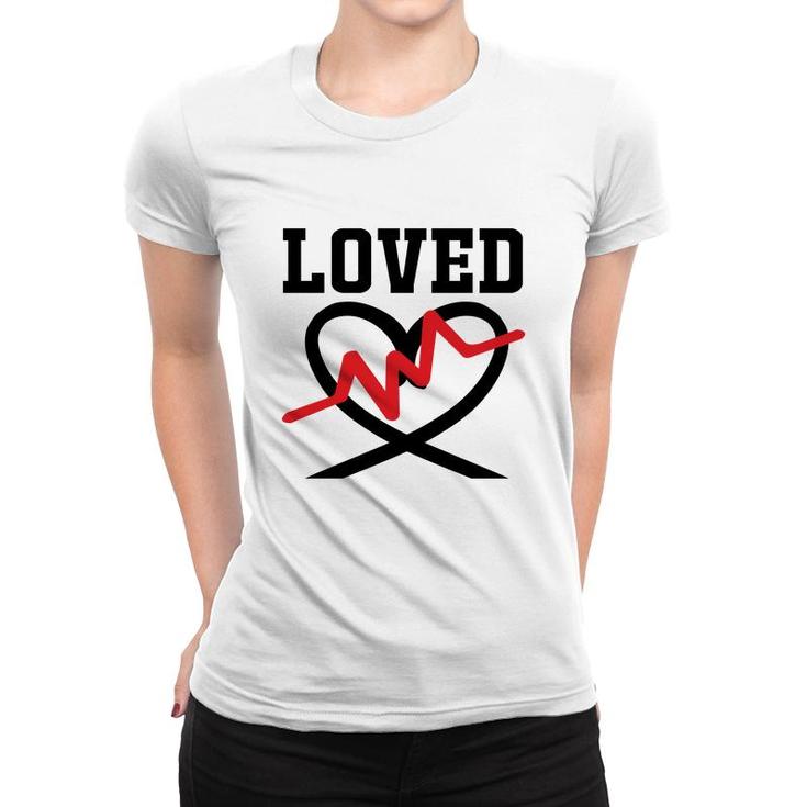 Loved Bible Verse Black Graphic Heart Black Christian Women T-shirt