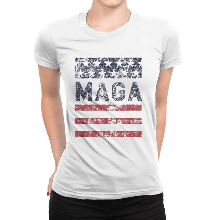 Maga Stars & Stripes Retro Vintage Distressed Graphic  Women T-shirt