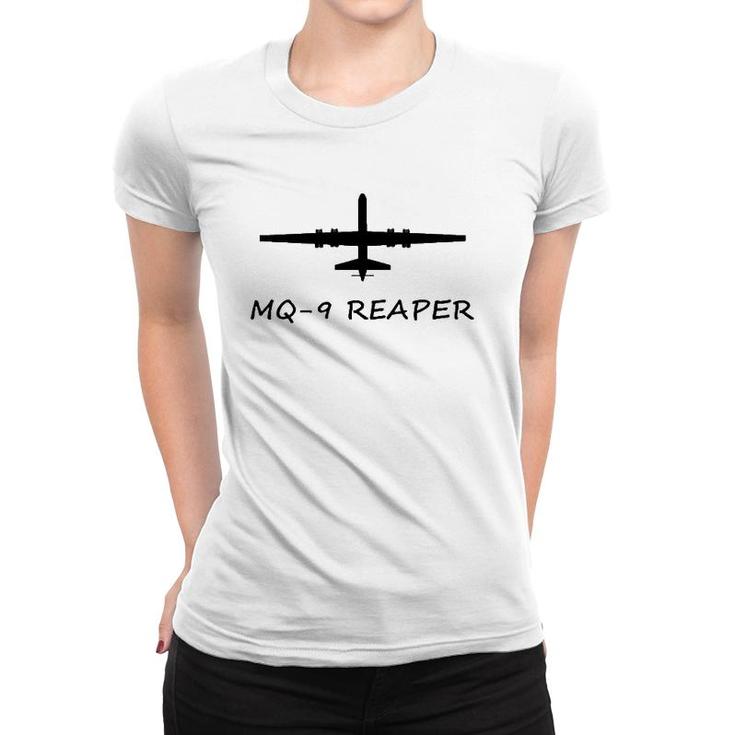 Mq-9 Reaper Drone Aircraft American Flag Demon  Women T-shirt