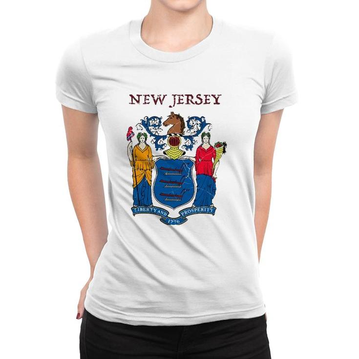 New Jersey State Seal Flag Women T-shirt