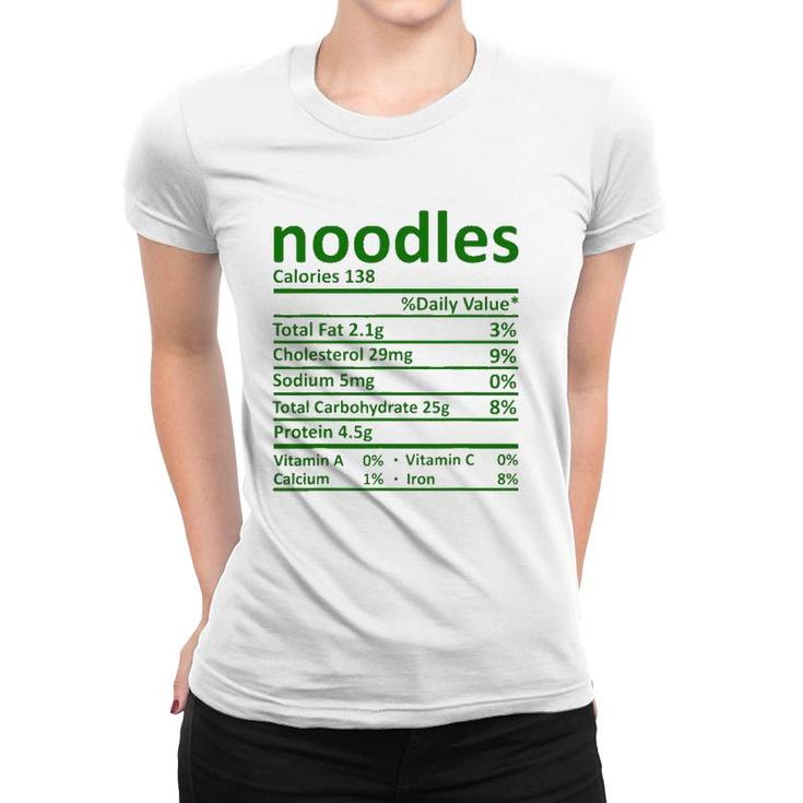 Noodles Nutrition Thanksgiving Costume Food Facts Christmas Women T-shirt