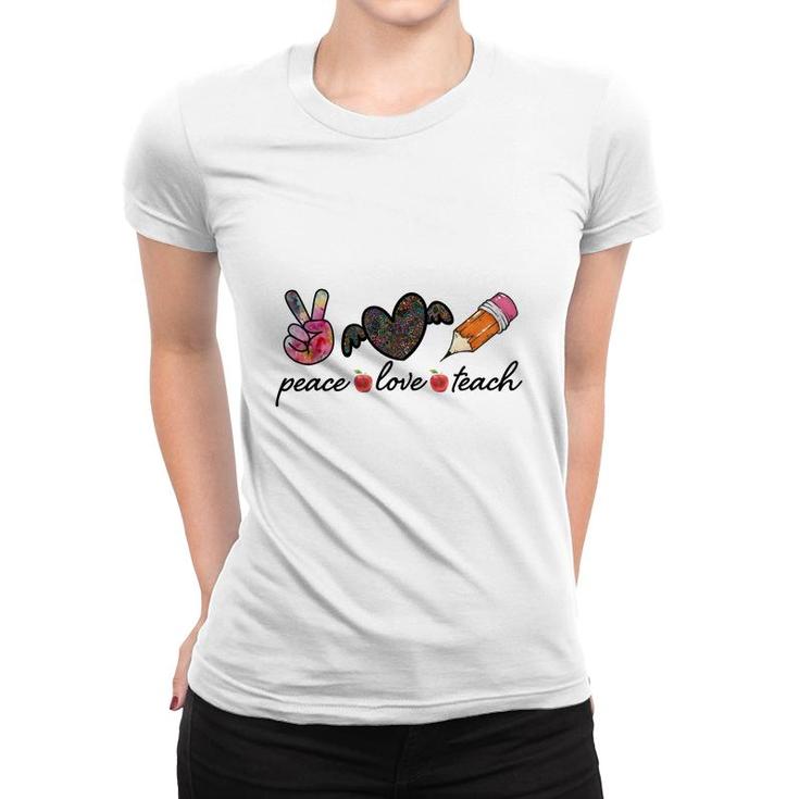 Peace Love Teach Heart Wings Great Graphic Women T-shirt