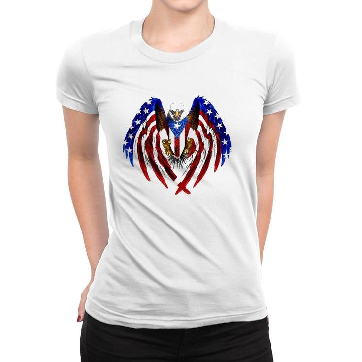 Puerto Rican American Flag Usa Eagleboricua Roots Women T-shirt