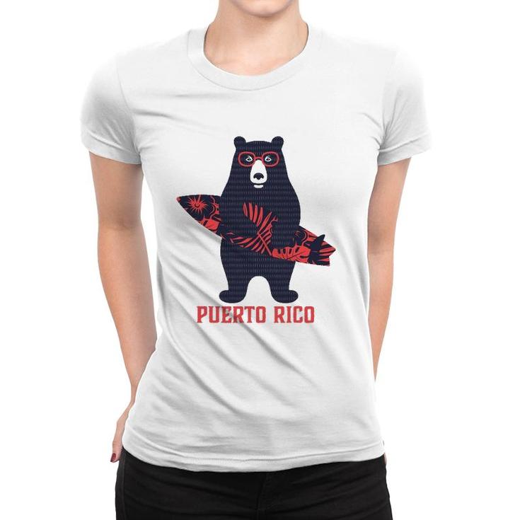 Puerto Rico Tropical Surfing Bear Women T-shirt