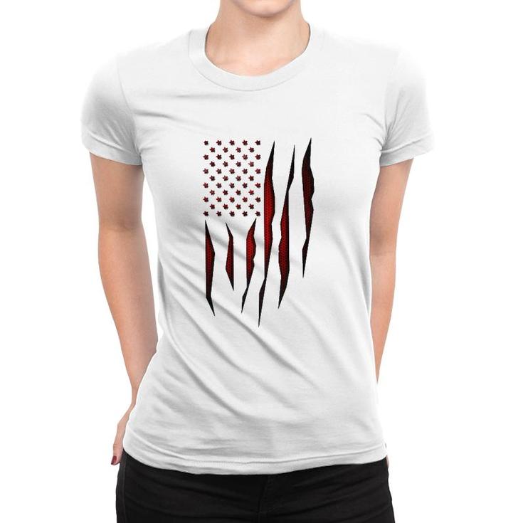 Red Carbon Fiber Onyx American Flag  Women T-shirt