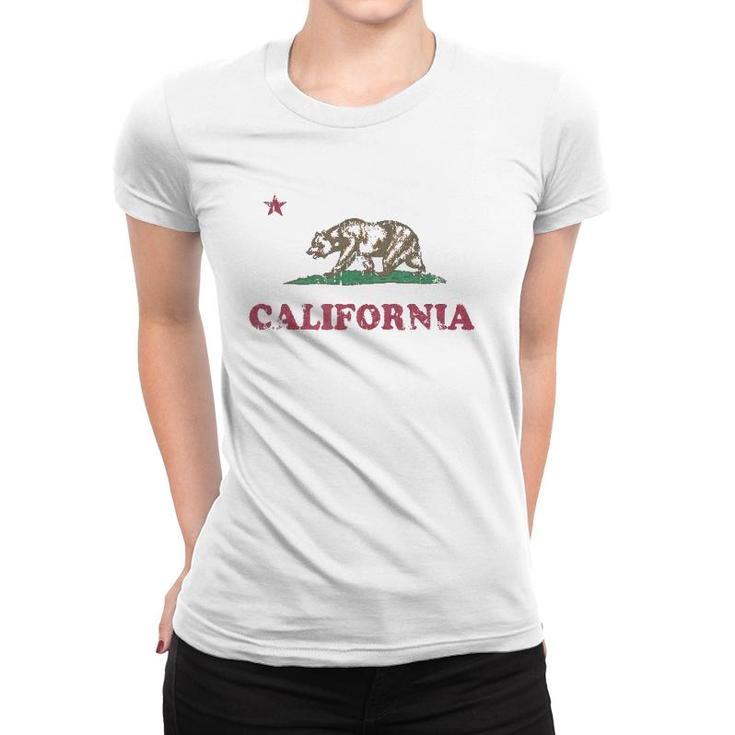 Retro California Republic Flag Gift Women T-shirt