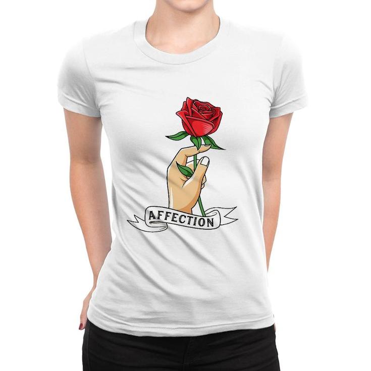 Rose Hand Affection Floral Novelty Women T-shirt