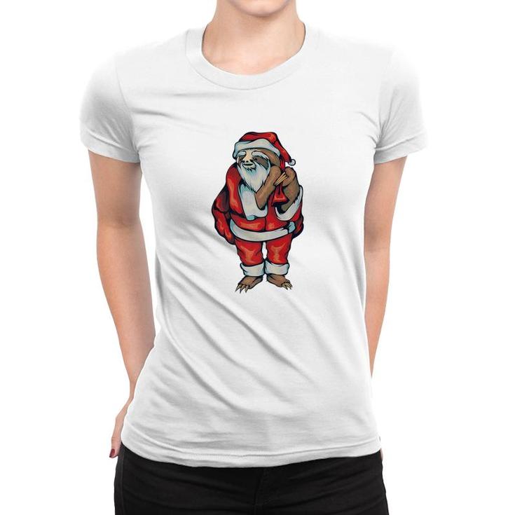 Santa Sloth Christmas  Two Toed Mammal Holiday Gift Women T-shirt