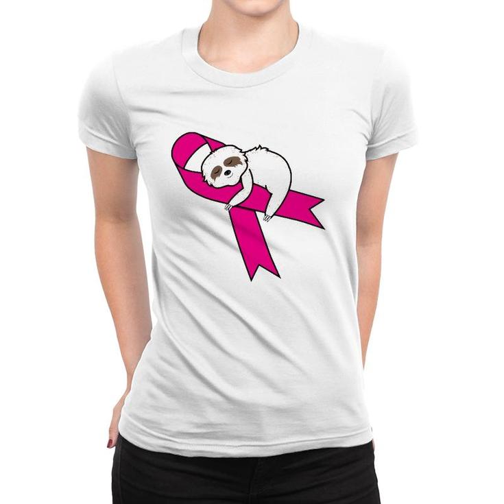 Sloth Pink Ribbon Warrior Cute Breast Cancer Awareness Gifts Women T-shirt