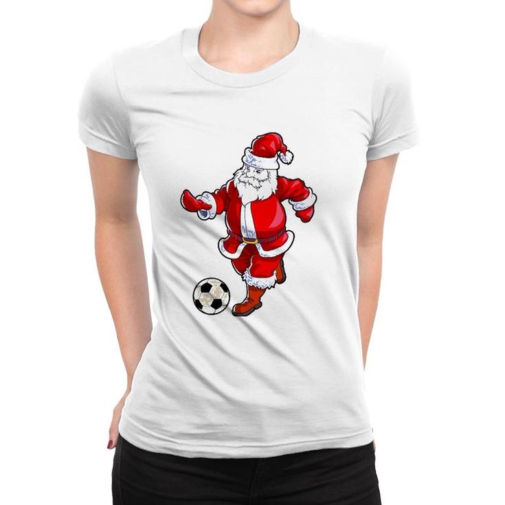 Soccer Christmas  Men Kids Boys Soccer Santa Claus Women T-shirt