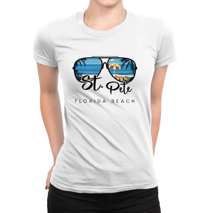 St Pete Beach Florida Palm Tree Sunglasses Souvenir Women T-shirt